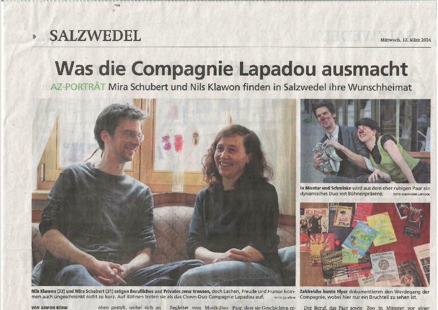 Was die Compagnie Lapadou ausmacht – Portrait in der Altmark Zeitung (13.03.)